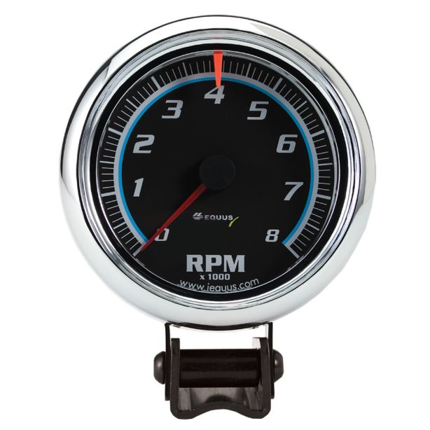 3-3/8 Dia Tachometer 8000 RPM Black Dial EQUUS E6078