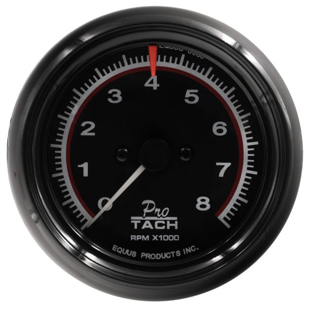 3-3/8 Dia Tachometer 8000 RPM Black Dial EQUUS E6088