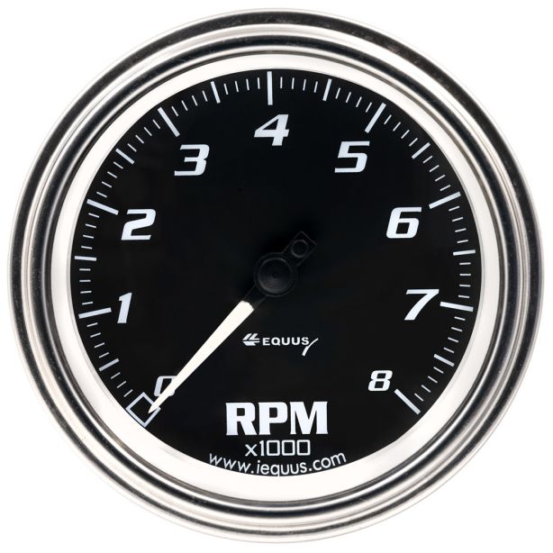 3-3/8 Dia Tachometer 8000 RPM Chrome EQUUS E7068