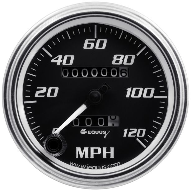 3-3/8 Dia Speedometer 0-120 MPH Chrome Mech EQUUS E7072