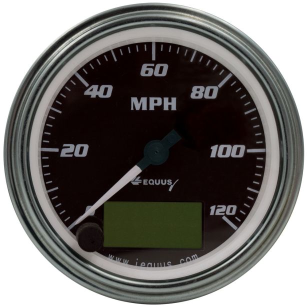 3-3/8 Dia Speedometer 0-120 MPH Chrome Elec EQUUS E7074