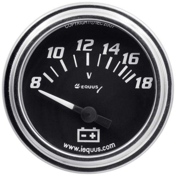 2.0 Dia Voltmeter Gauge Chrome 8-18 Volts EQUUS E7268
