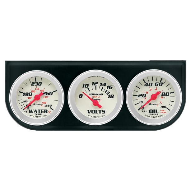 2.0 Dia Triple Gauge Set w/Black Panel EQUUS E8200