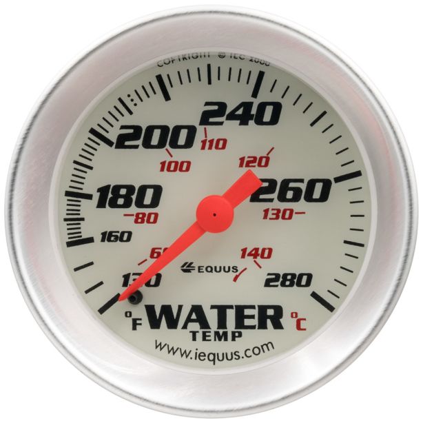 2.0 Dia Water Temp Gauge Silver  130-280 EQUUS E8242