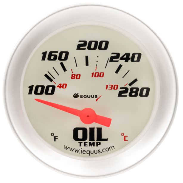 2.0 Dia Oil Temp Gauge Silver  100-280 EQUUS E8243