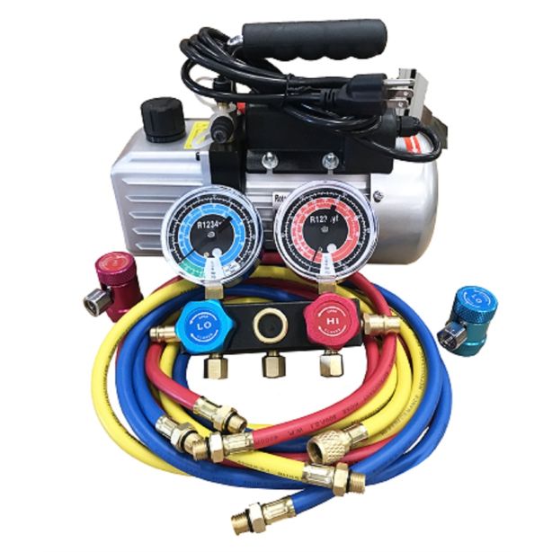 R1234yf Vacuum Pump & Manifold Set FJC, Inc. 9281YF
