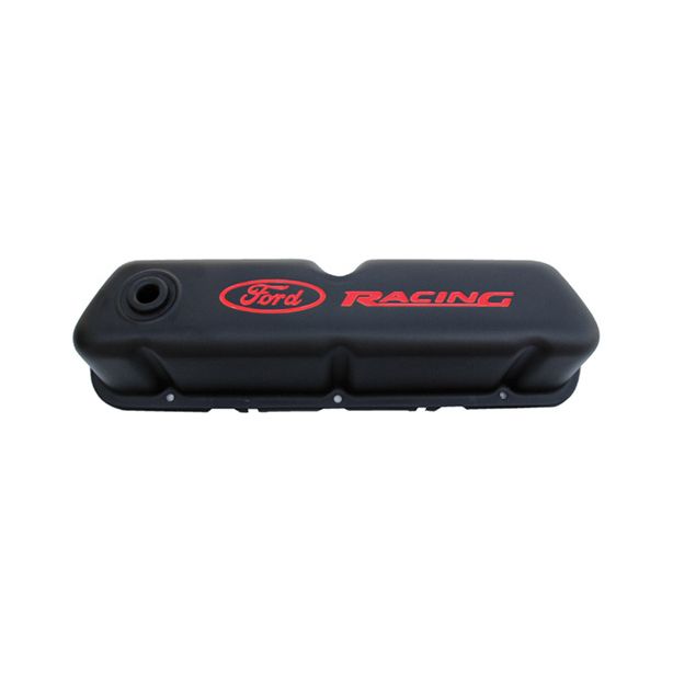 FORD 302-072 Black Steel Valve Cover Set w/Ford Racing Logo