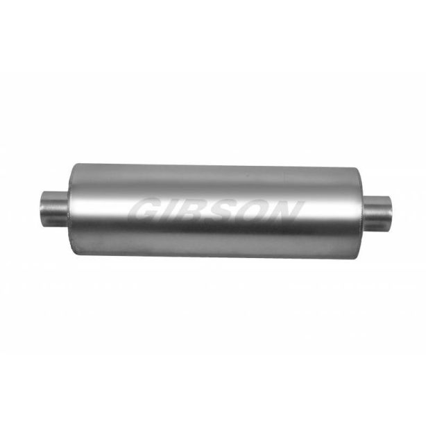 MWA 3.0in Center/Center 5.0in Round Muffler SS GIBSON EXHAUST BM0114