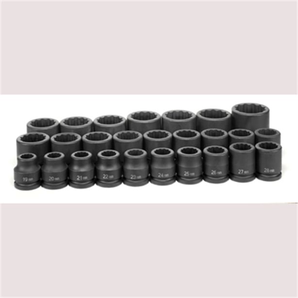 3/4" DR. 26 PIECE 12 POINT SHORT SET METRIC Grey Pneumatic 8126M