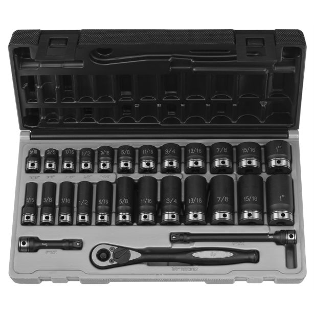 3/8" Dr. 27pc Fract. Std & Deep Duo-Socket Set - 6 Grey Pneumatic 81627RD