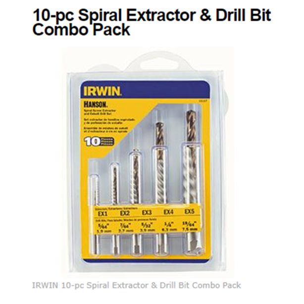 EXTRACTOR SPIRAL SET 10PC SCREW&COBALT DRILL BIT Hanson 11117