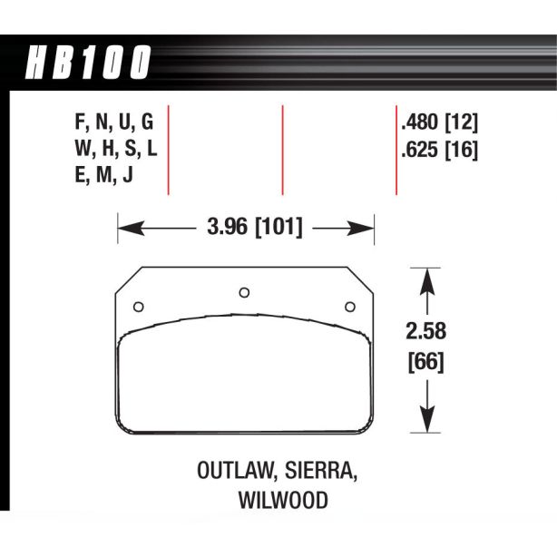 Brake Pad Dynalite DTC- 60 HAWK BRAKE HB100G.480