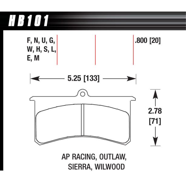 Superlite/XL DTC-60  HAWK BRAKE HB101G.800