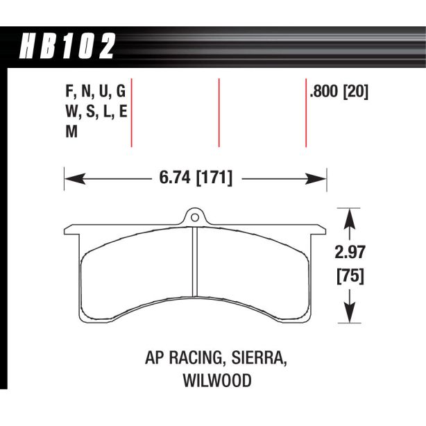 Wilwood GN AP DTC-70  HAWK BRAKE HB102U.800