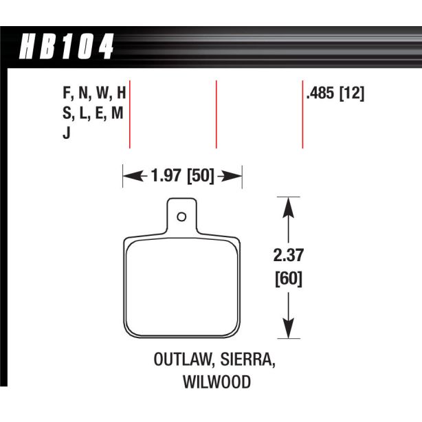 Brake Pad Set-Race DR97 Wilwood Dynalite Single HAWK BRAKE HB104J.485