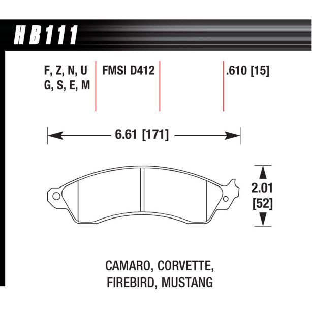 Performance Street Brake Pads (4) HAWK BRAKE HB111F.610