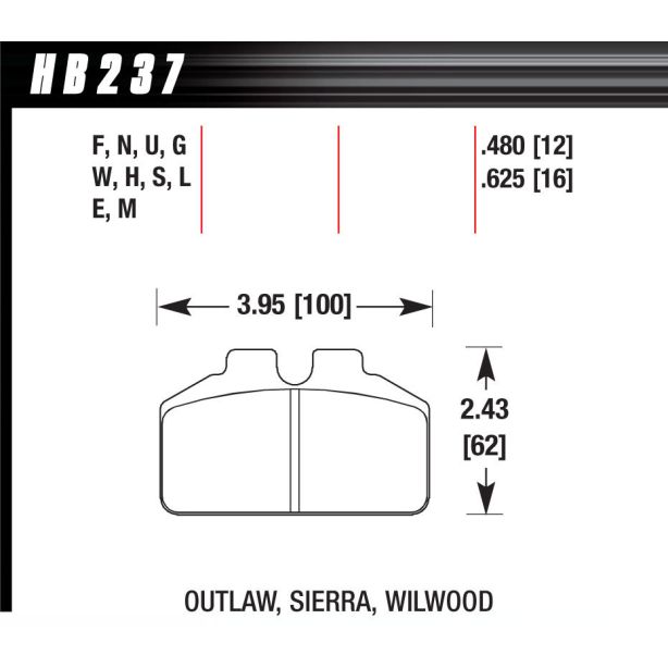 DL Bridgebolt Black  HAWK BRAKE HB237M.480