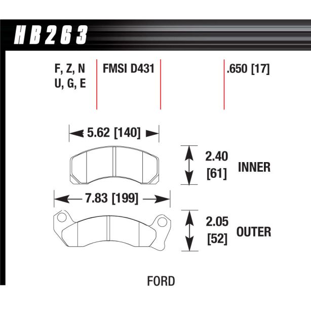 Performance Street Brake Pads (4) HAWK BRAKE HB263F.650