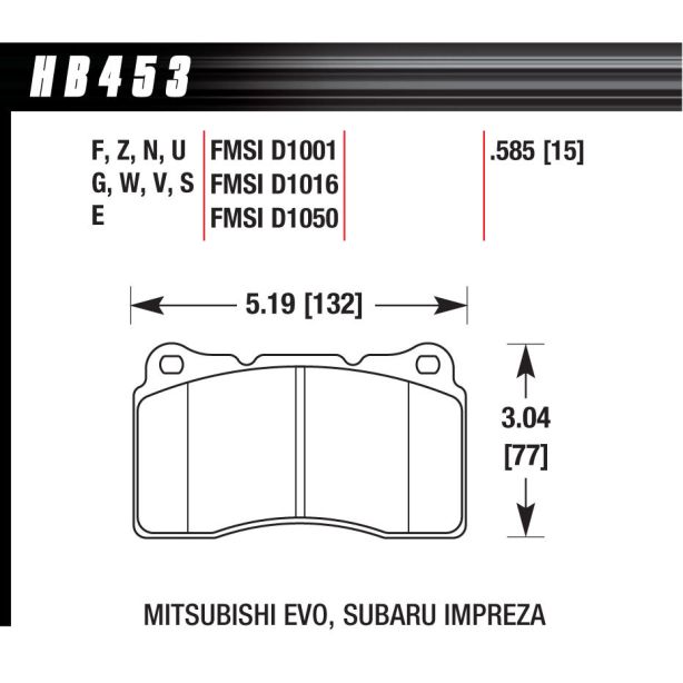 Performance Street Brake Pads(4) HAWK BRAKE HB453Z.585