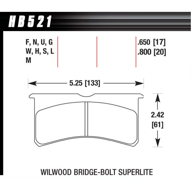 SL Bridgebolt DTC-70  HAWK BRAKE HB521U.800