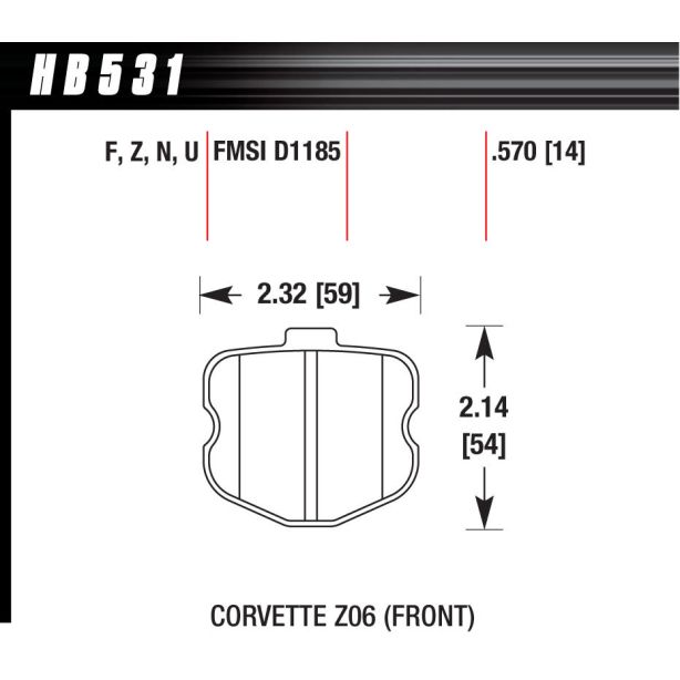2006 Corvette ZO6 Perf Ceramic HAWK BRAKE HB531Z.570