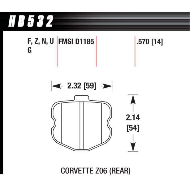 2006 Corvette ZO6 HP Plus HAWK BRAKE HB532Z.570