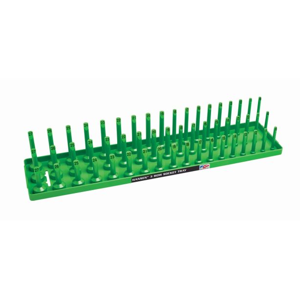 1/2" Metric 3-Row Socket Tray - Green Hansen Global 12043