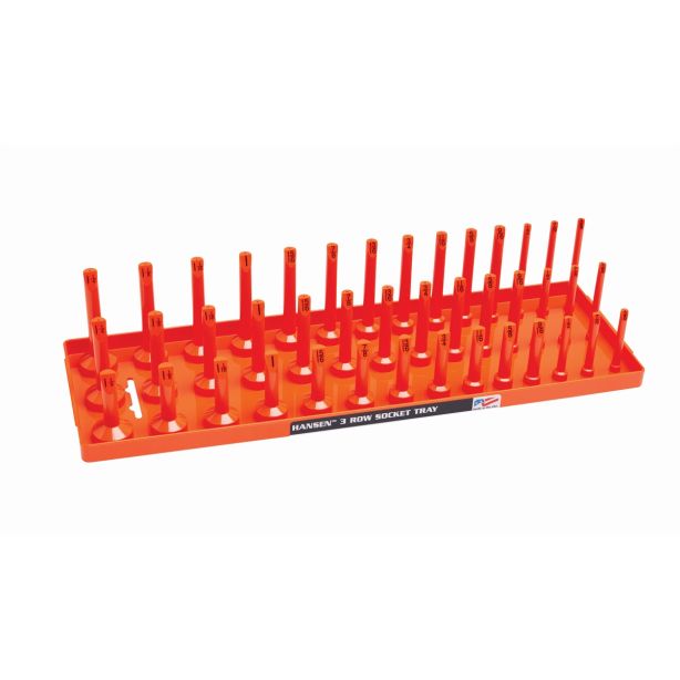 1/2" SAE 3-Row Socket Tray - Orange Hansen Global 12053