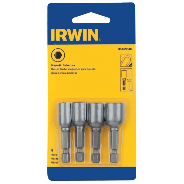 4 PC. MAGNETIC NUT SETTER SET Irwin Industrial IWAF242-4