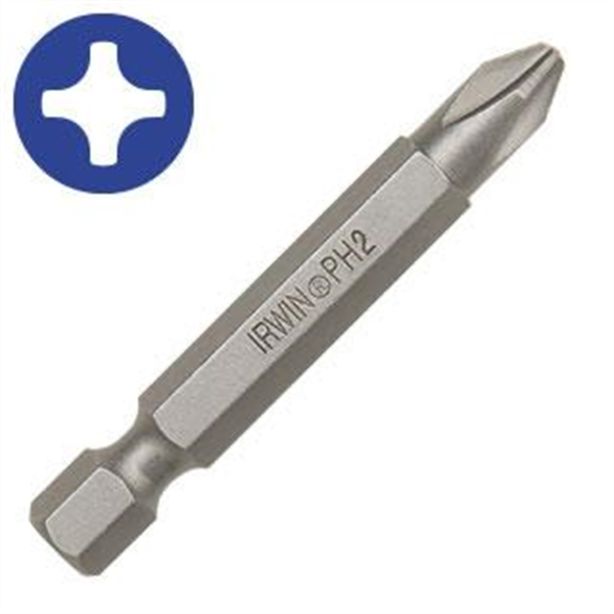 Power Bit, No. 2 Phillips, 1/4 in. Hex Shank with  Irwin Industrial 3520671C