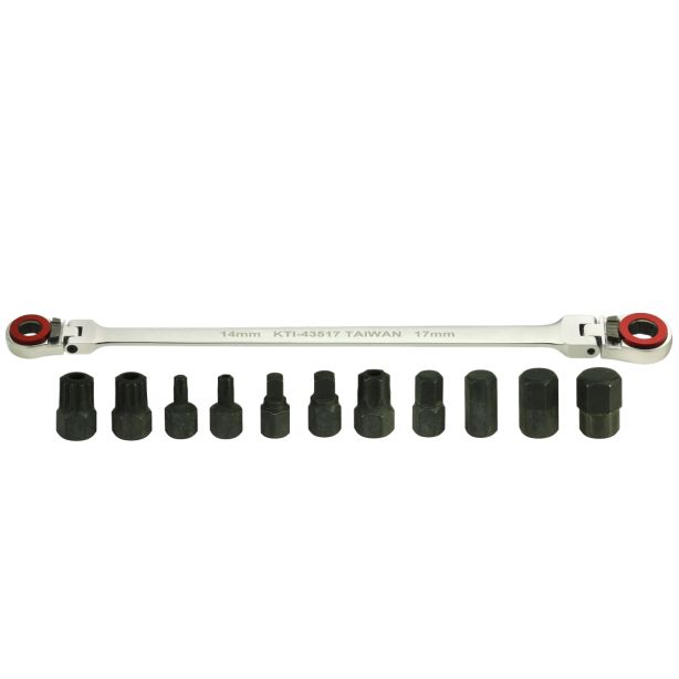 X-Long Dbl Box Flex & Rev Rat Wrench Set, 12 pc K Tool International FRPGDL-M12