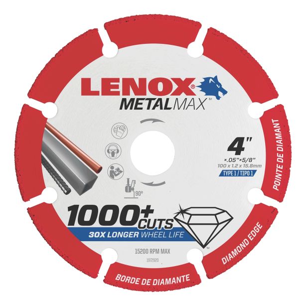 LENOX DIAM CUTOFF WHEEL DG 4" X 3/8" IRWIN 1972919