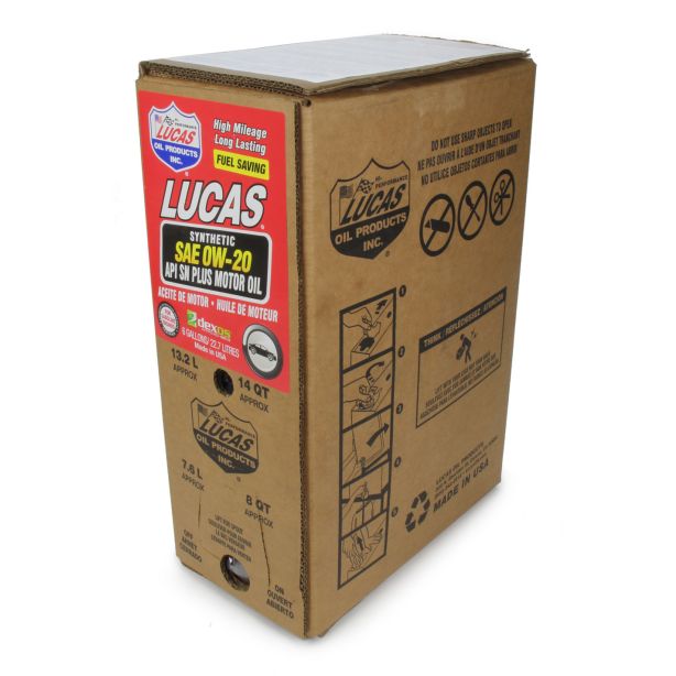 Synthetic SAE 0W20 Oil 6 Gallon Bag In Box Dexos LUCAS OIL 18003