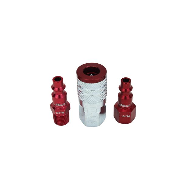 3 Piece M-Style 1/4" NPT Red ColorFit Coupler & Plug Kit MILTON S-303MKIT