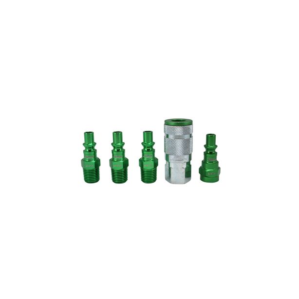 Milton S 305AKIT 5 Piece A Style 1/4" NPT Green ColorFit Coupler & Plug Kit
