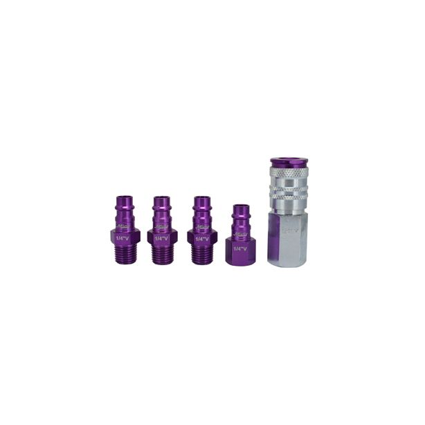 5 Piece Hi-Flo V-Style 1/4" NPT Purple ColorFit-Mega-Flow MILTON S-305VKIT