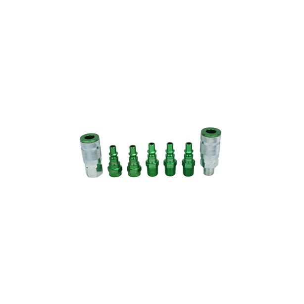 MILTON S 307AKIT 7 Piece A Style 1/4" NPT Green ColorFit Coupler & Plug Kit