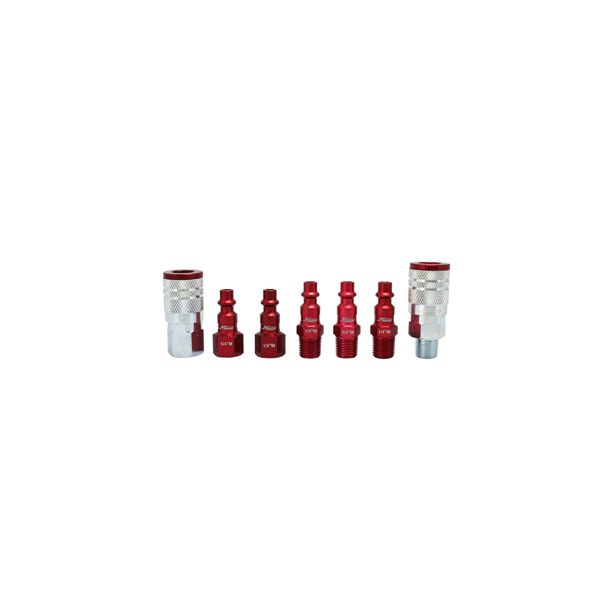 Milton S 307MKIT 7 Piece M Style 1/4" NPT Red ColorFit Coupler & Plug Kit