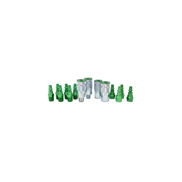 Milton S 314AKIT 14 Piece A Style 1/4" NPT Green ColorFit Coupler & Plug Kit