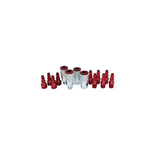 Milton S 314MKIT 14 Piece M Style 1/4" NPT Red ColorFit Coupler & Plug Kit