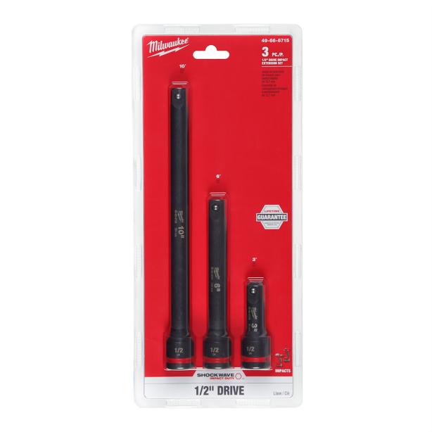3PC SHOCKWAVE Impact Duty™ 1/2"Drive Extension Set Milwaukee Tool MLW49-66-6715
