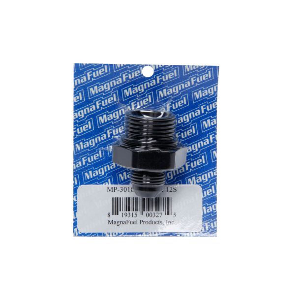 #8 to #12 O-Ring Male Adapter Fitting Black MAGNAFUEL/MAGNAFLOW FUEL SYSTEMS MP-3018-BLK