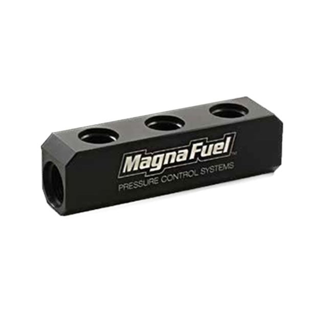 3-Port Fuel Log for Holley 12-803 Regulators MAGNAFUEL/MAGNAFLOW FUEL SYSTEMS MP-7610-03-Blk