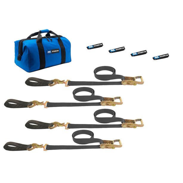 4 Tie Downs Direct Hook & 4-24in Axle Straps MACS CUSTOM TIE-DOWNS 511218