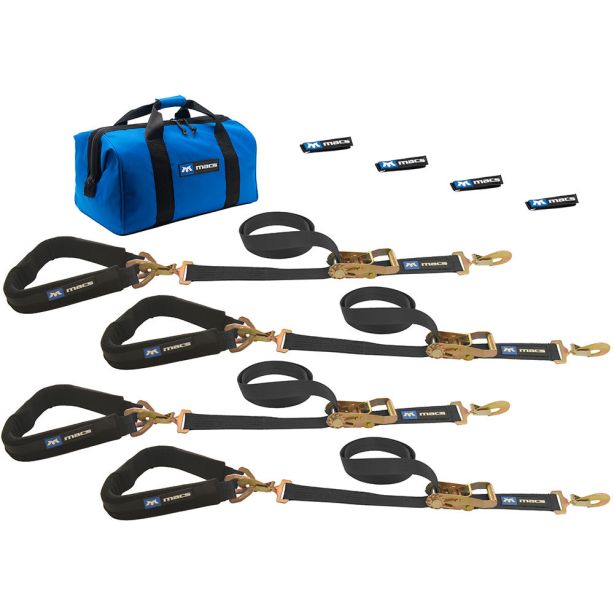 4 Tie Downs Direct Hook & 4-24in Axle Straps MACS CUSTOM TIE-DOWNS 511618