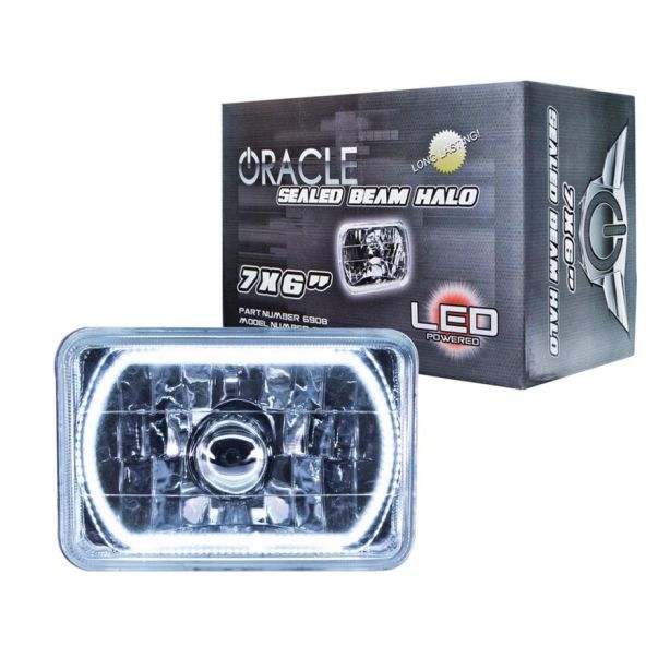7x6in Sealed Beam Head Light w/Halo White ORACLE LIGHTING 6908-001