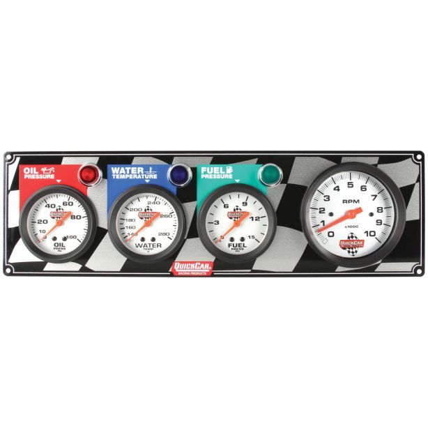 Gauge Panel OP/WT/FP w/Tach QUICKCAR RACING PRODUCTS 61-60423