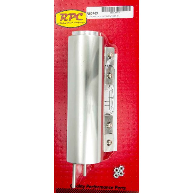 10in Polished Stainless Overflow Tank RACING POWER CO-PACKAGED R6076X