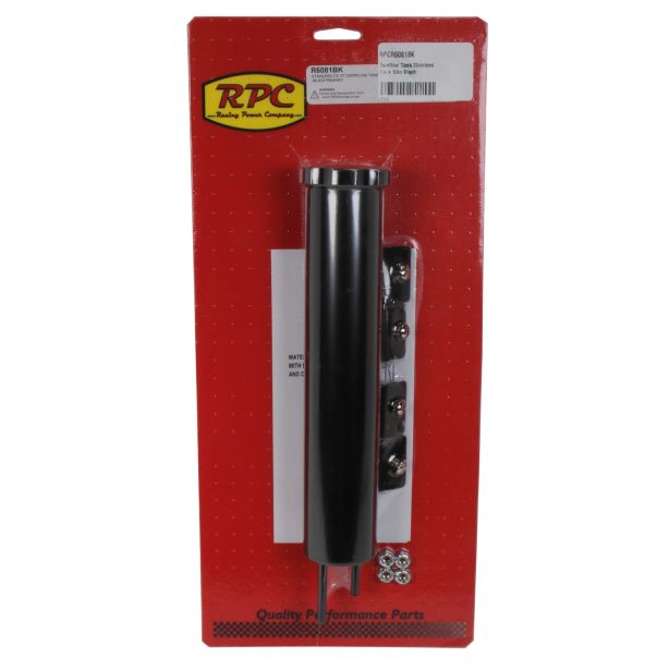 Overflow Tank Stainless 2in x 10in Black RACING POWER CO-PACKAGED R6081BK