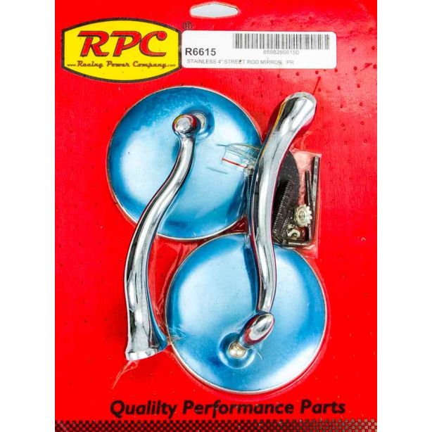 Stainless Retro Street Rod Mirrors RACING POWER CO-PACKAGED R6615
